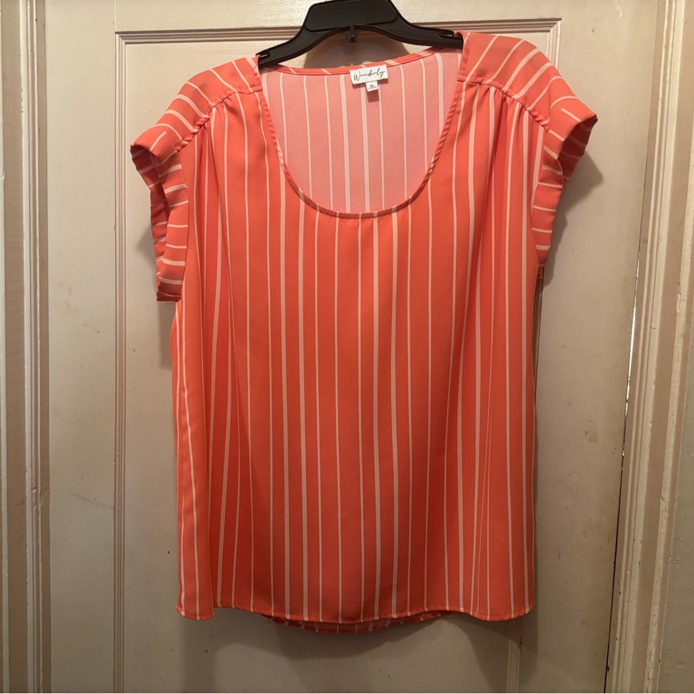 Worderly Coral Striped Blouse